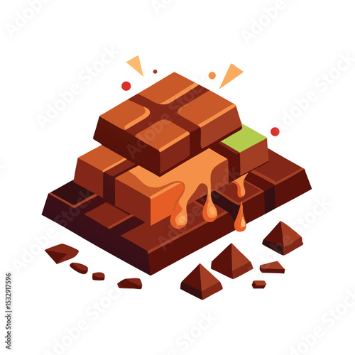 Melted Caramel Chocolate Bar Pieces Brown Orange Green