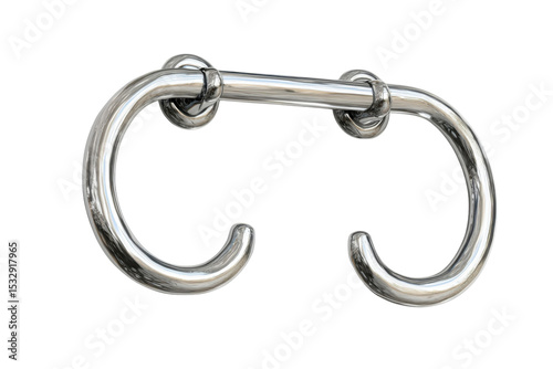 An elegant reflective chrome towel rack gracefully embracing minimalist design for a touch of on transparent background