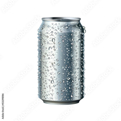 Cold Aluminum Can with Condensation - Refreshing Beverage Concept