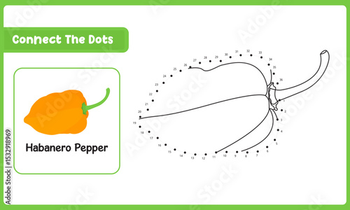 Handwriting Practice. Trace And Color The Habanero Pepper Which Is Perfect. Vector Illustration