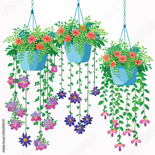 realistic flower bushes hanging decor