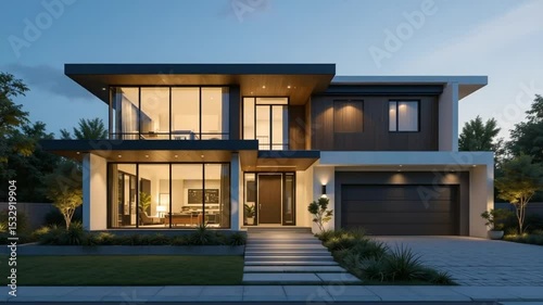 Modern Luxury Home Exterior Design with Various Day and Night Lighting