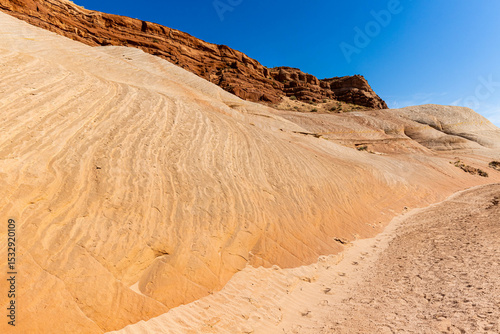 Red Kayenta Sandstone Formations on Ancient Petrified Layered Sand Dunes, Nautilus Trail, Paria Canyon-Vermillion Cliffs Wilderness, Utah, USA