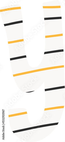 Stylized letter y is being shown with diagonal yellow and black stripes on transparent layer