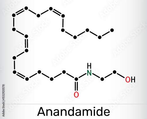 Anandamide molecule. Endocannabinoid neurotransmitter involved in mood and memory