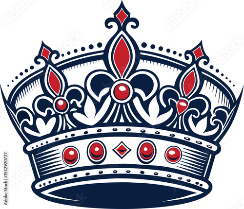 A detailed, stylized crown illustration, perfect for logos, branding, or graphic design projects.