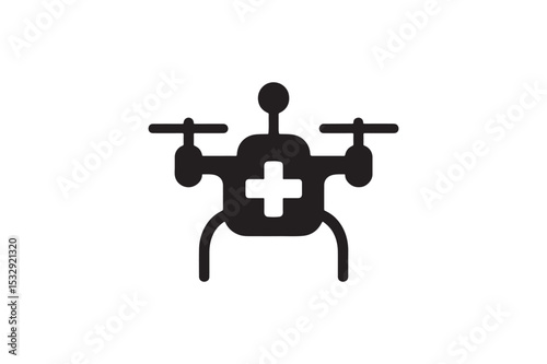 Emergency Drone silhouette vector with white background
