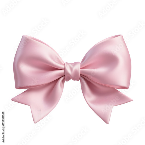 Elegant Pink Satin Bow Isolated On Transparent Background Sweet Decor