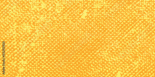 Yellow halftone pattern. Retro comic gradient background. Bright orange pixelated dotted texture overlay modern arts dotted