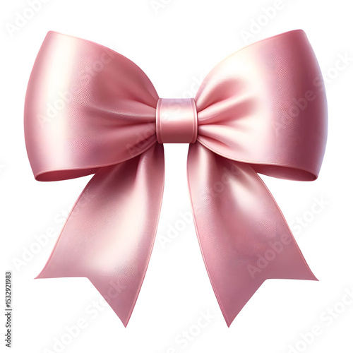 Pink Ribbon Bow for Decoration and Crafts Isolated on White