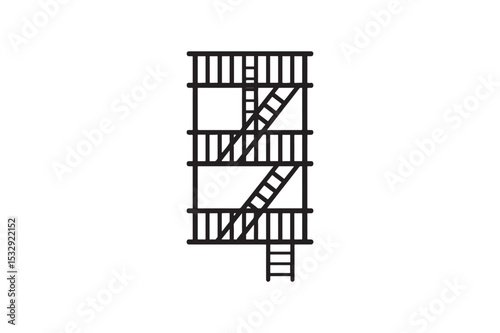 Fire Escape silhouette vector with white background