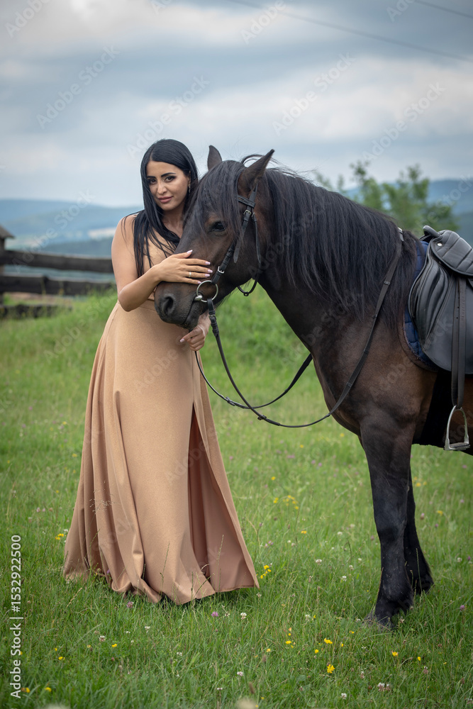 Obraz premium girl and horse