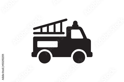 Fire Truck silhouette vector with white background
