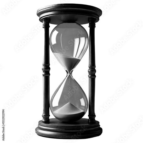 Hourglass on white background, Wooden sandglass isolated , Wooden hourglass isolated