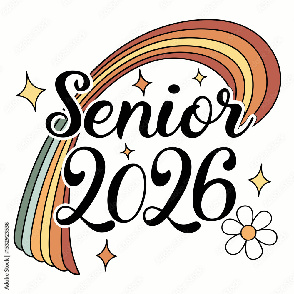 Obraz premium Retro rainbow senior 2026 graduation design