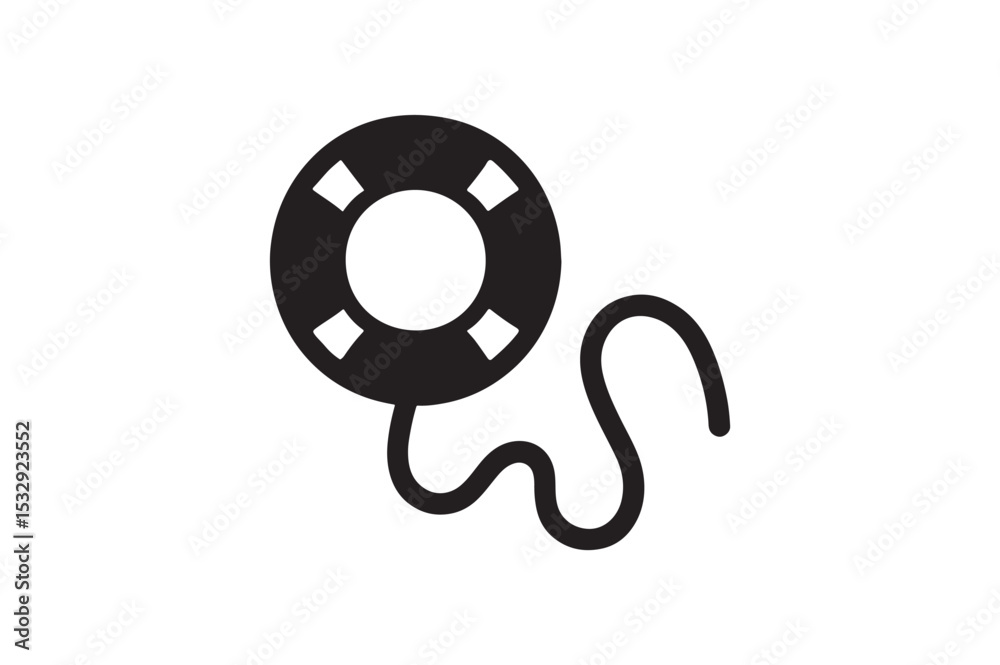 Lifeline Rope silhouette vector with white background