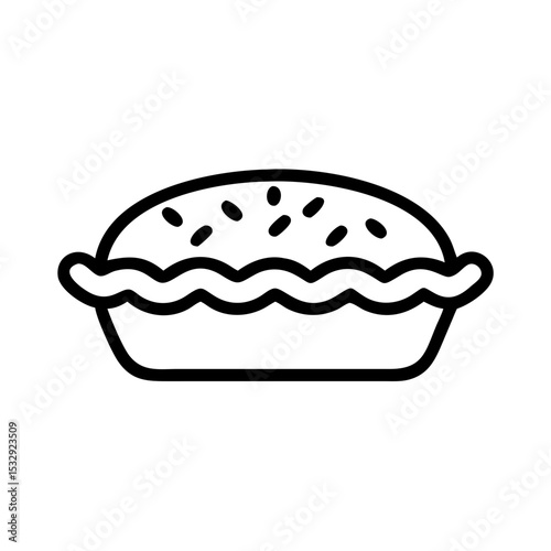 Pecan Pie Outline Icon Vector Illustration