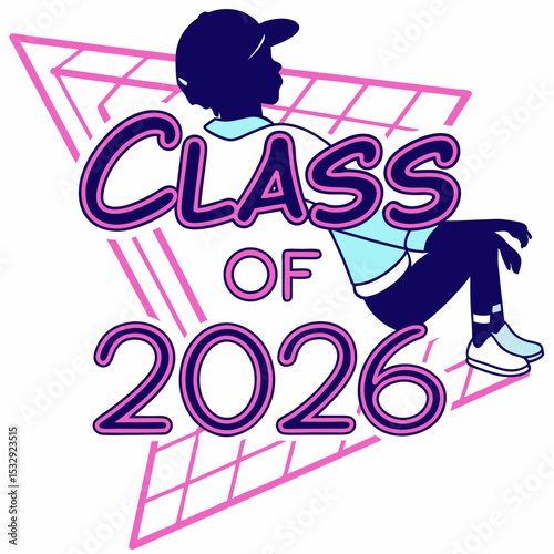 Class of 2026 graduation design retro style