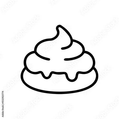 Cream Puff Outline Icon Vector Illustration