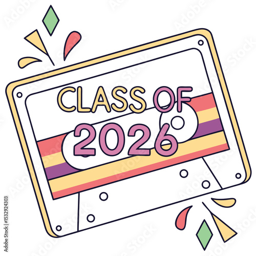 Class of 2026 retro cassette tape graduation design