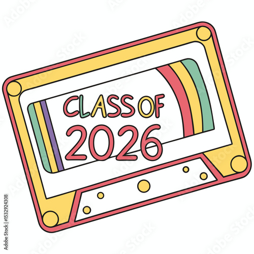Class of 2026 retro cassette tape design element