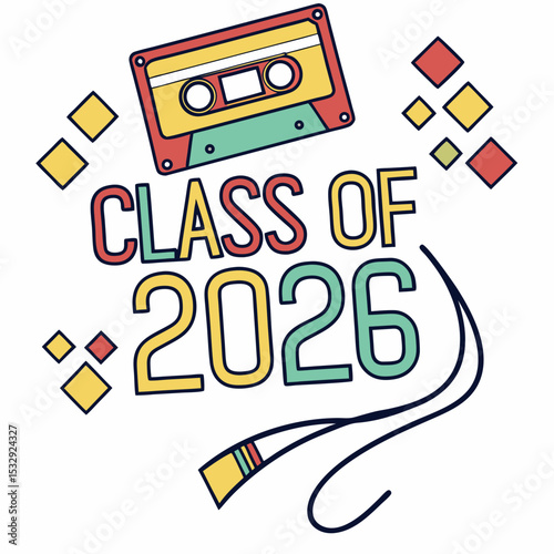 Class of 2026 retro cassette tape graduation design
