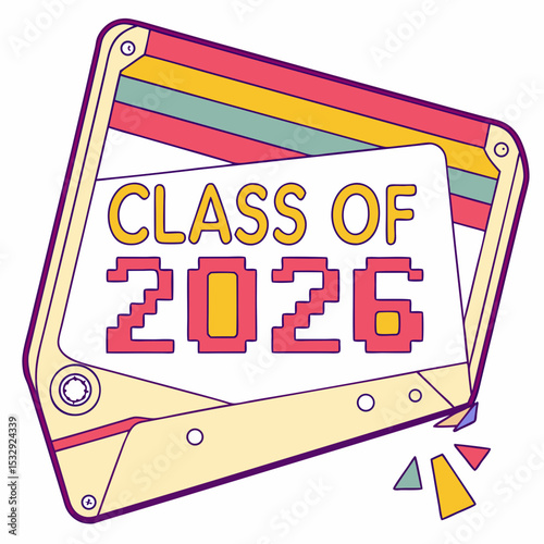 Class of 2026 retro cassette tape graduation design