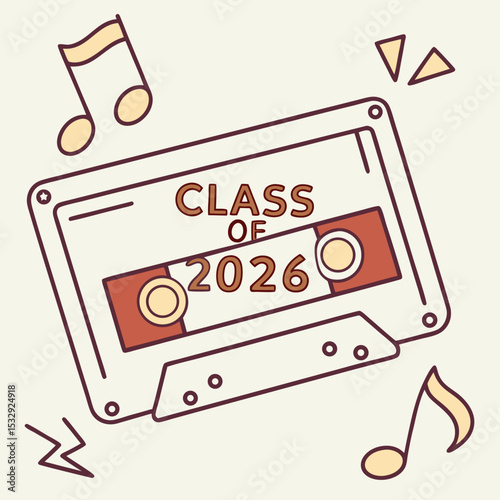 Class of 2026 cassette tape graduation design