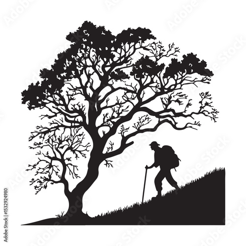 Nature's embrace: a loving couple's silhouette with their child and a tree in a vibrant spring park, illustrating family happiness