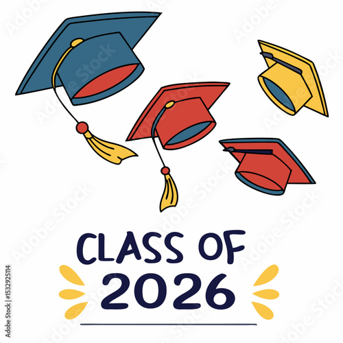Class of 2026 graduation caps celebration design
