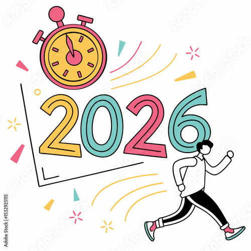Running towards 2026 new year countdown