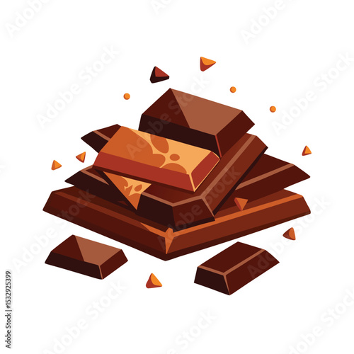 Brown and Orange Chocolate Pieces Vector Pile