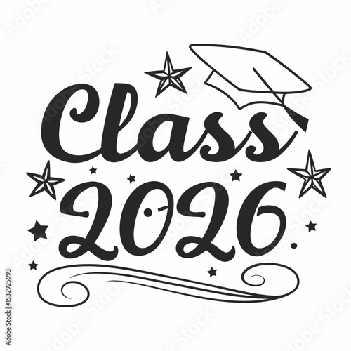 Class of 2026 graduation design stars cap
