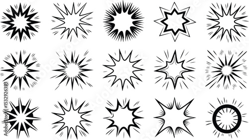 Comic Explosion Burst Elements Vector Set