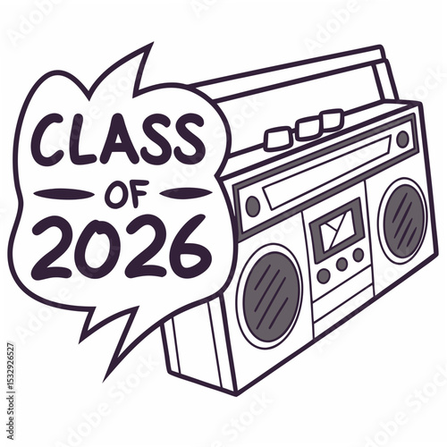 Class of 2026 retro boombox graduation design