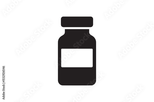 Vaccine Vial silhouette vector with white background