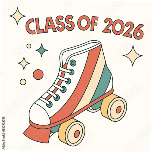 Class of 2026 retro roller skate graphic design element