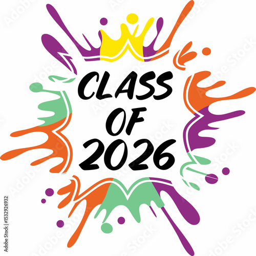 Class of 2026 colorful paint splatter design