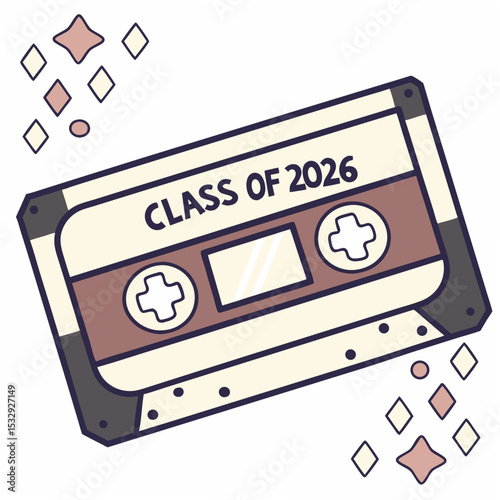 Class of 2026 cassette tape illustration design element