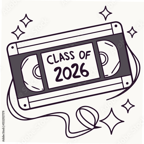 Class of 2026 vhs tape graduation design element