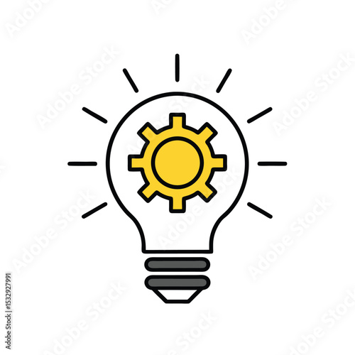Lamp line icon set. Idea lamp icon collection. Flat style - stock vector.