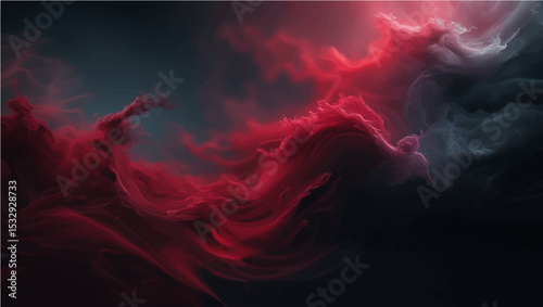 Abstract red smoke and flame patterns create a dark, fiery background with a burning motion design
