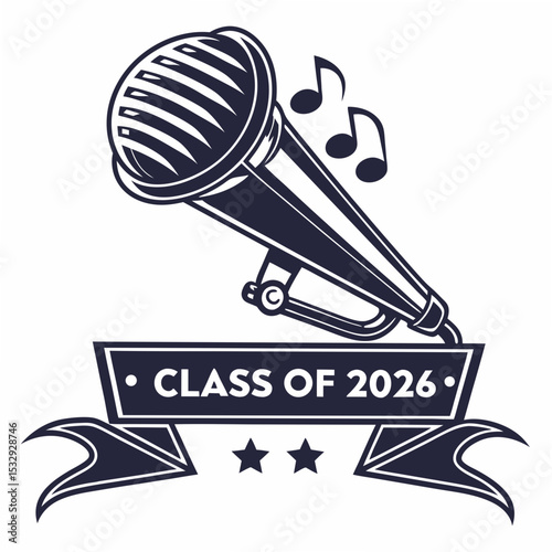 Class of 2026 microphone music graduation design