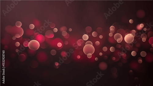 Bright red Christmas holiday background with glowing bokeh light circles, perfect for celebration and party decoration