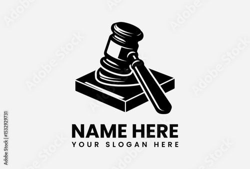 Detailed black silhouette of a judge's gavel on a sound block, symbolizing justice and law. Legal concept