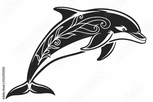 dolphin sihouette black vector