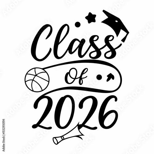Class of 2026 graduation basketball design