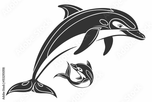 dolphin sihouette black vector