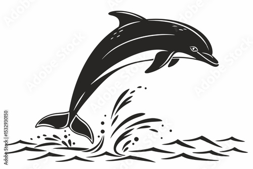 dolphin sihouette black vector