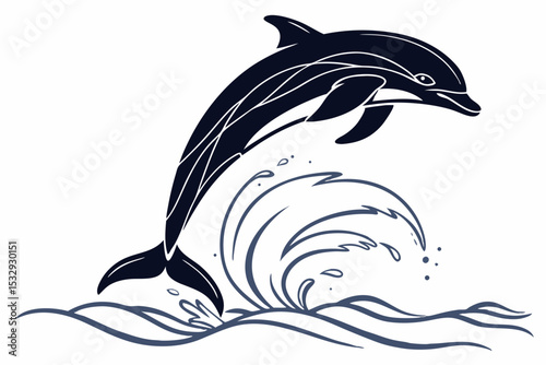 dolphin sihouette black vector